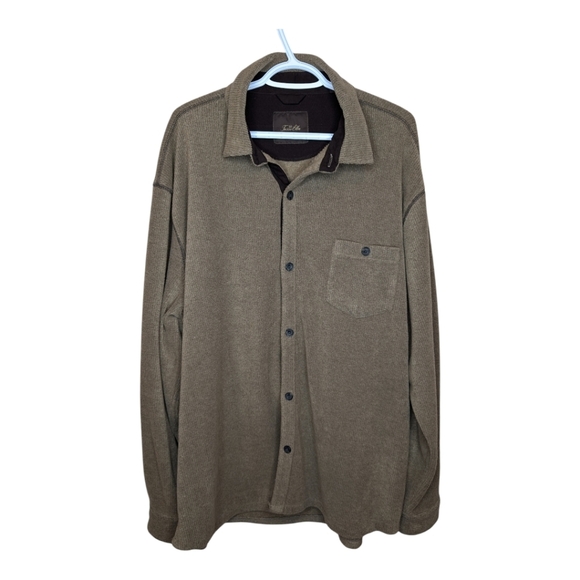 Vintage Tasso Ella Brown Button Down Collared Fleece Sweater Jacket XXL Mens - Picture 1 of 10
